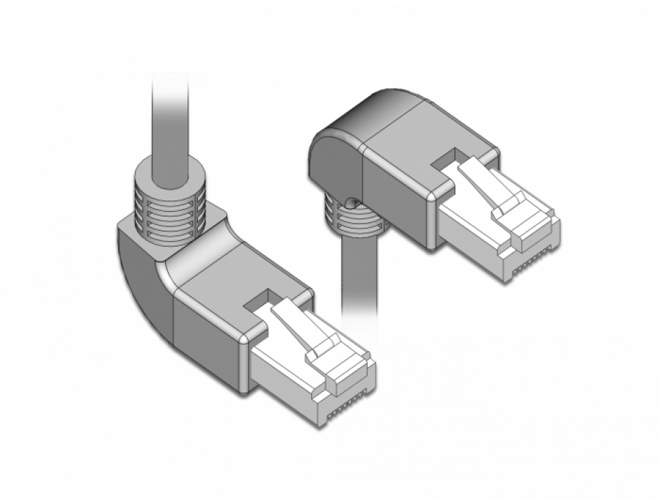 Imagine Cablu de retea RJ45 cat 6A S/FTP unghi jos/unghi sus 1m Gri, Delock 85871